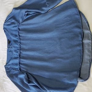 New Directions Lyocell Denim Boho Top Shirt L